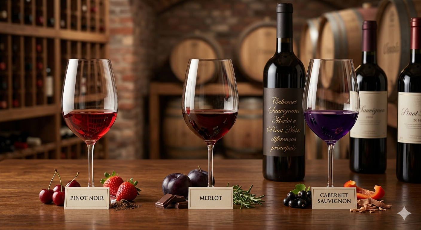 No momento, você está visualizando Cabernet Sauvignon, Merlot e Pinot Noir: diferenças principais para entender o vinho tinto